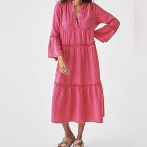 Faherty Vida Organic Dream Cotton Guaze Midi Dress Size Small